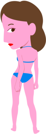 後ろを見ている 振り返って後ろを見ている水着女性のイラスト