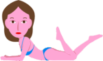 腹ばいになってリラックスしている水着女性のイラスト