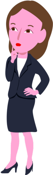 頬に片手をあてて思案している女性社員のイラスト