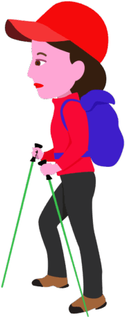 トレッキングに出かけた若い女性のイラスト