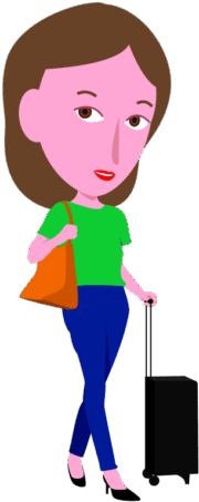 軽装で旅行へ出かける女性のイラスト