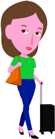 軽装で旅行へ出かける女性のイラスト