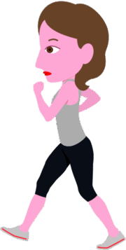 ウォーキングに精を出している若い女性のイラスト