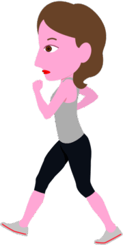 ウォーキングに精を出している若い女性のイラスト