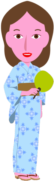 風呂上がりに浴衣を着て涼んでいる女性のイラスト