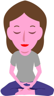 座禅を組んで瞑想している若い女性のイラスト