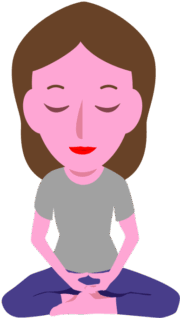 座禅を組んで瞑想している若い女性のイラスト