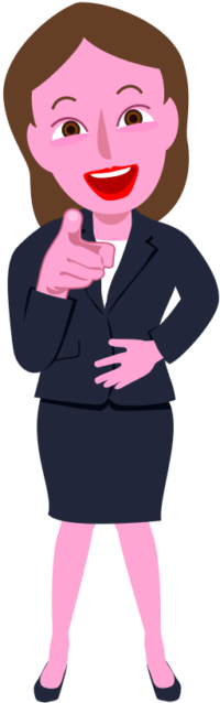 可笑しいと指さしして笑っている女性のイラスト