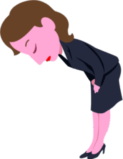頭を下げて謝罪している女性社員のイラスト