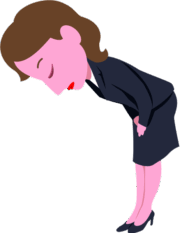 頭を下げて謝罪している女性社員のイラスト