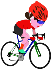 自転車のロードレースに挑戦している女性のイラスト