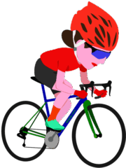 自転車のロードレースに挑戦している女性のイラスト