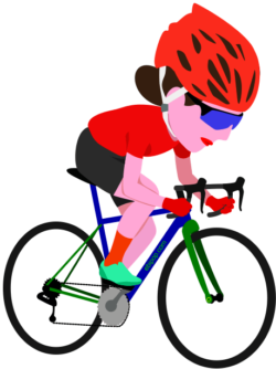 自転車のロードレースに挑戦している女性のイラスト