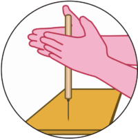 錐の使い方 錐で板に小穴をあけているイラスト