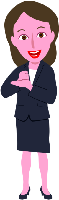 手を打って「なるほど」と納得している女性社員のイラスト