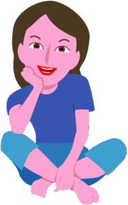 あぐらをかいて微笑んでいる女性のイラスト