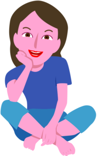 あぐらをかいて微笑んでいる女性のイラスト