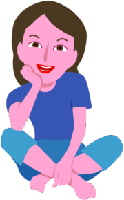 あぐらをかいて微笑んでいる女性のイラスト