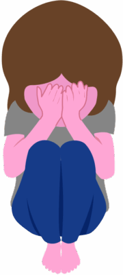 座り込んで両手に顔を埋めて泣いている女性のイラスト