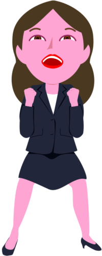 喜びを全身で感じている女性社員のイラスト