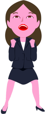 喜びを全身で感じている女性社員のイラスト