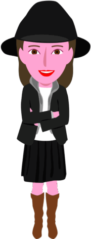 黒い帽子をかぶったオシャレな女性のイラスト