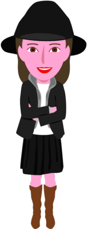 黒い帽子をかぶったオシャレな女性のイラスト