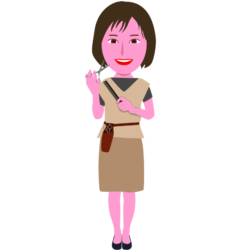 ハサミとクシを持った女性美容師のイラスト