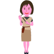 ハサミとクシを持った女性美容師のイラスト