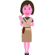 ハサミとクシを持った女性美容師のイラスト