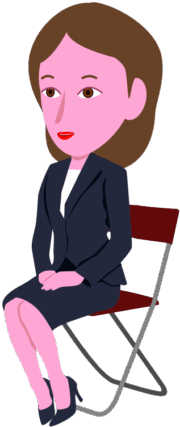 椅子に座って面接を受けている女性のイラスト