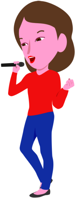 熱唱カラオケ カラオケで熱唱している若い女性のイラスト