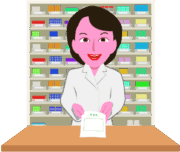 明るい笑顔の女性薬剤師のイラスト