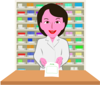 明るい笑顔の女性薬剤師のイラスト
