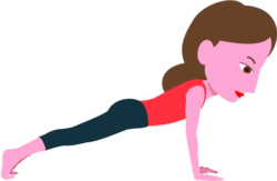 腕立て伏せの立て 腕立て伏せをしている女性を横から見たイラストその2