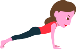 腕立て伏せをしている女性を横から見たイラストその2