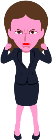 鬼の形相で激怒している女性社員のイラスト