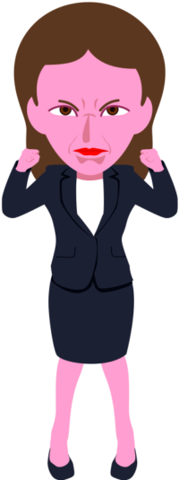 鬼の形相で激怒している女性社員のイラスト