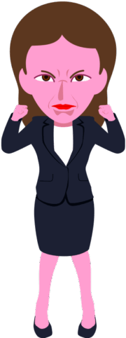 鬼の形相で激怒している女性社員のイラスト
