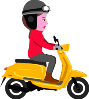 スクーターに乗っている女性のイラスト