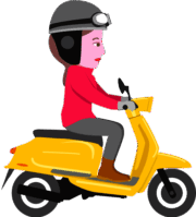 スクーターに乗っている女性のイラスト