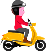 スクーター スクーターに乗っている女性のイラスト