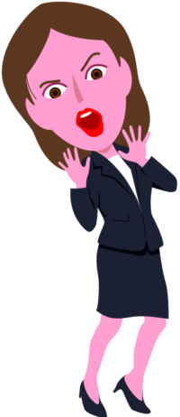 顔の前に手のひらを広げてビックリしている女性のイラスト