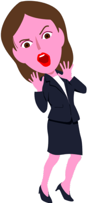 顔の前に手のひらを広げてビックリしている女性のイラスト