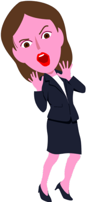 顔の前に手のひらを広げてビックリしている女性のイラスト