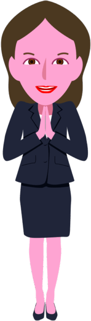 両手を合わせて感謝の気持ちを表している女性のイラスト