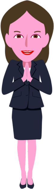 両手を合わせて感謝の気持ちを表している女性のイラスト