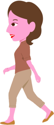 笑顔で歩いている女性のイラスト