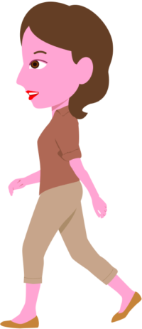 笑顔で歩いている女性のイラスト