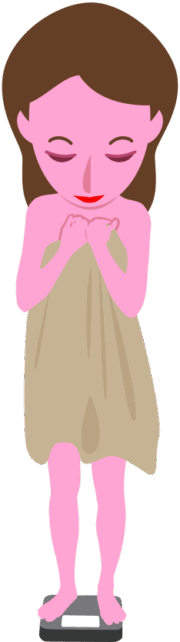 体重計で体重をはかっている女性のイラスト